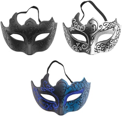 Dailygoods- Venetiaans Masker - 3 Stuks - Lichtgewicht Kunststof - Elastische Band - Maskerade/Carnaval - Kostuumaccessoire - Comfortabel Draagbaar
