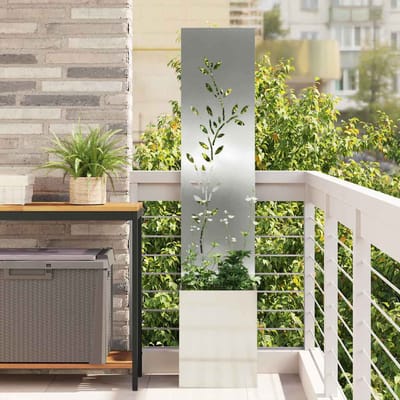 vidaXL - Tuin - Privacy - Scherm - Bloemen - Zilver - 32 - x - 32 - x - 150 - cm