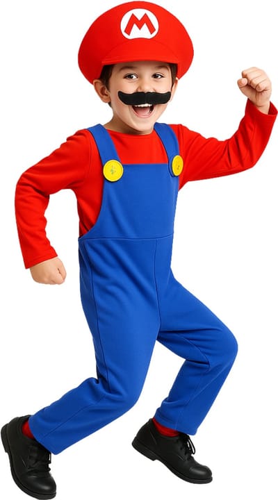 Joya Kids® Loodgieter Verkleedpak Kind | Inclusief Pet & Snor | Super Verkleedkleding voor Jongens & Meisjes | Stretch Jumpsuit Carnaval & Halloween | Maat S
