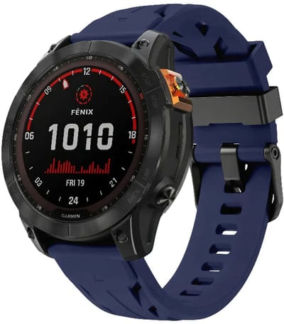 Strap-it Siliconen 'Race' bandje geschikt voor Garmin Fenix 9 (Pro) 51mm / Fenix 8 (Pro) 51mm / Garmin Fenix 7x (Pro - Sapphire Solar) / Fenix 6x (Pro - Sapphire) / Fenix 5x (Plus) / Fenix 3 / Epix Pro (Gen 2 - 51mm) / Enduro 1-2-3 - Donkerblauw