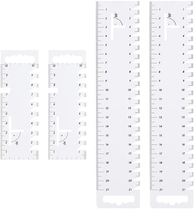 Naaiset Linialen - Meetgereedschap Patchwork - Precisie Naaien - Set van Vier - 10cm en 21cm - Wit
