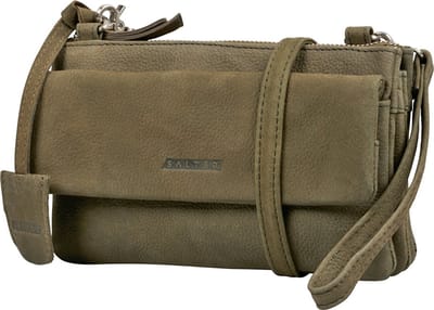 Salted Leren Dames Schoudertasje Minibag - Clutch - Nubuck Leer - Olijfgroen