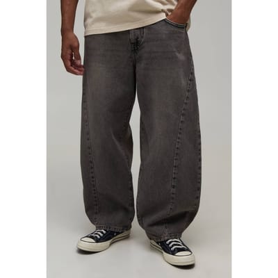 Gewassen Overdye Barrel Leg Jeans | Taupe | Size 30R