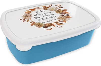 Broodtrommel Blauw - Lunchbox - Brooddoos - Quotes - Dieren - Spreuken - It takes nothing away from a human to be kind to an animal - 18x12x6 cm - Kinderen - Jongen