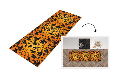 Keukenloper - Loper keuken - Halloween - Oranje - Patronen - 150x50 cm - Keukenloper vinyl