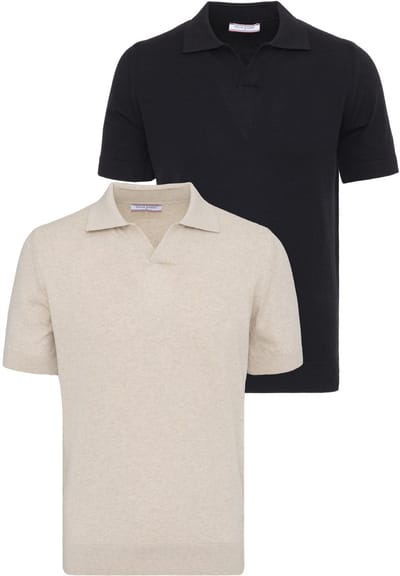 Felix Hardy Polo Shirt Korte Mouwen 100% Katoen - 2 Pack Heren Beige-Zwart - 2Xl