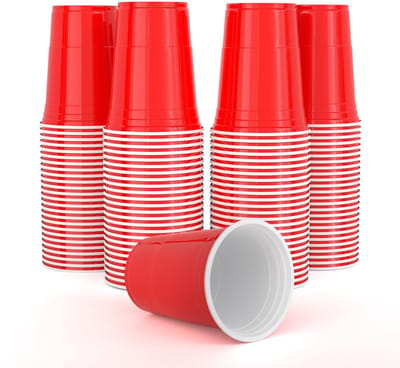 Plastic Bekers – Originele Amerikaanse Rode Bekers, 100-delige Herbruikbare Feestbekerset – 473 ml (16 oz) Plastic Drinkbekers voor Feestjes, Verjaardagen en Bruiloften