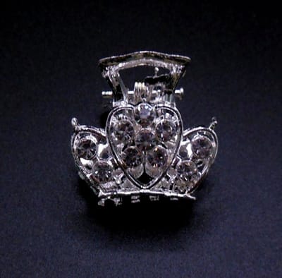 Haarklem metaal klein zilver kroontje met strass