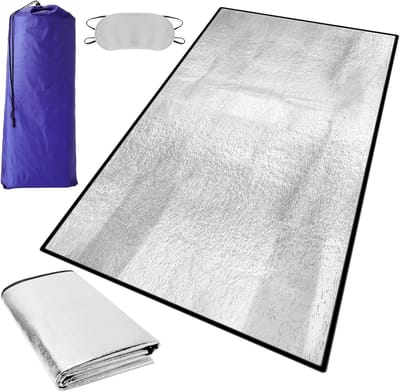 Isolatiemat voor Buiten, Opvouwbare Schuimmat van 2 x 1 m met Draagtas en Slaapmasker, Ideaal voor Kamperen en Outdoor Activiteiten, Thermische Dekens en Comfortabele Slapen