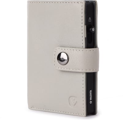 Valenta 2-in-1 MagSafe Portemonnee - Echt Leer - Crème / Zwart - RFID NFC - Voor 6 - 10 kaarten, briefgeld en munten