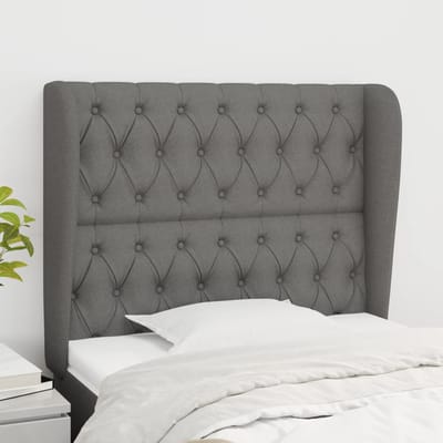 vidaXL - Hoofdbord - met - randen - 93x23x118/128 - cm - stof - donkergrijs
