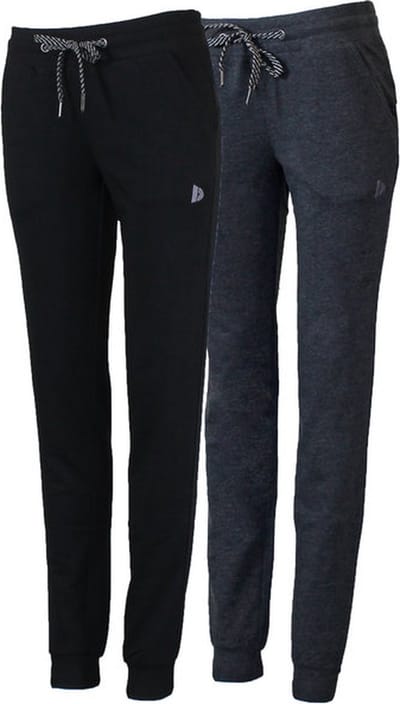 2-Pack Donnay - Joggingbroek met elastiek (Puck) - Sportbroek - Dames - Charcoal-marl/Black (1030) - maat M