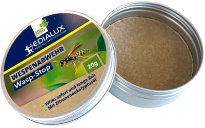 Edialux Wespverjager voor buitengebruik, geurblikje met natuurlijke eucalyptusolie, zonder spray, ideaal voor terras, vakantie, tuin, picknick, compact en veilig voor kinderen