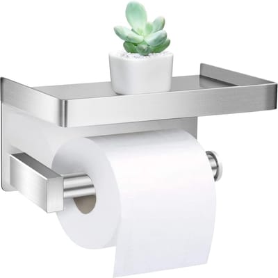 Toiletpapierhouder, premium SUS304 toiletpapierhouder, roestvrij staal, materiaal voor badkamer, keuken, toilet (zilver)