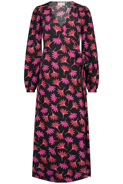 Fabienne Chapot Nia Dress Black/cerise Red Maat: 34 | Midi Jurken Outlet | Dames | Zwart