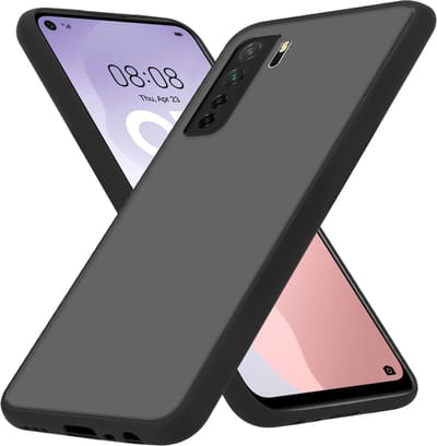 Cadorabo Hoesje geschikt voor Huawei P40 LITE 5G / NOVA 7 SE in MATT ZWART - Hybride beschermhoes met TPU siliconen Case Cover binnenkant en matte plastic achterkant