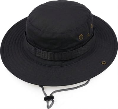 RAMBUX® Bucket Hat - Zonnehoed Heren en Dames - Zwart - Safarihoed - Vissershoedje - Verstelbaar - Katoen - Opvouwbaar - Zonwerend - 58-61 cm