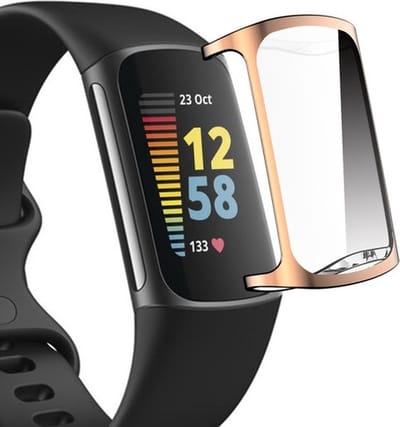 By Qubix - Geschikt voor Fitbit Charge 5 - Fitbit Charge 6 TPU case (volledig beschermd) - Rosé goud