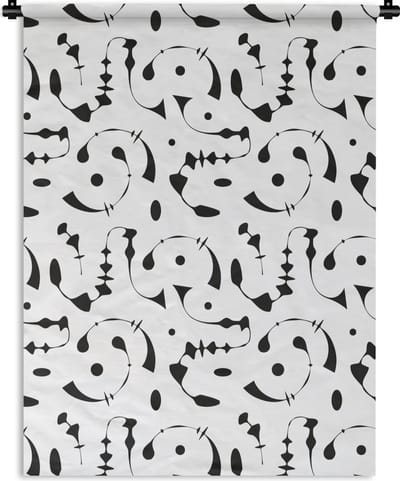 Wandkleed - Wanddoek - Line Art - Abstract - Zwart Wit - Patroon - 150x200 cm - Wandtapijt