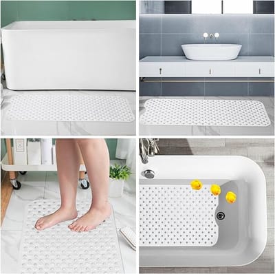 Famanu - Antislip mat 100 x 40 cm voor bad en douche (Wit)