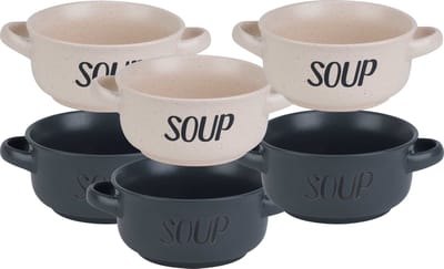 Cosy & Trendy Soepbekers/soepkommen - set 6x stuks - 13 x 6.5 cm - 470 ml - keramiek - mix kleuren - kommetjes