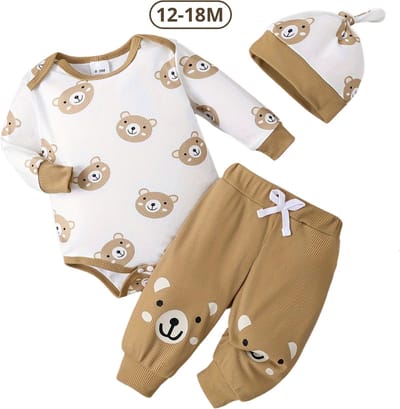 Livano Romper - Berenpakje Baby - Winterpak - Pakje - Jongen - Meisje - 12-18 Maanden - Beige
