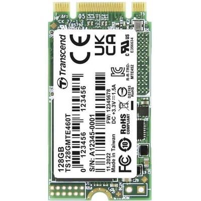Transcend MTE460T 128 GB NVMe/PCIe M.2 SSD 2242 harde schijf PCIe NVMe 3.0 x2 Industrial TS128GMTE460T