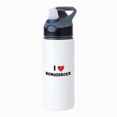 Hacebo® - I love bonusbroer waterfles met rietje zwart - Broer - de liefste bonusbroer - verjaardag - cadeautje voor broer - broer artikelen - kado - geschenk - water fles - 650ML
