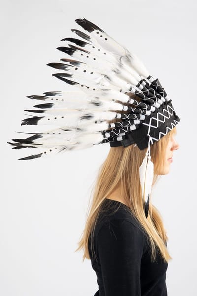 KIMU® Grote Verentooi Zwart Wit Indianentooi Hoofdtooi Indiaan Tooi Festival