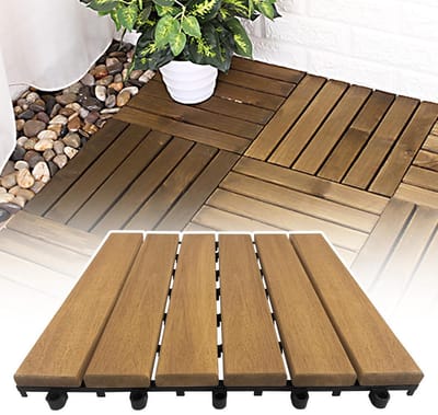 Terrastegels met kliksysteem - Balkonvloer houten tegels - Buitenruimte verfraaien - Vorst en weerbestendig - 30x30 cm 11 stuks
