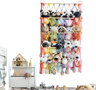 Nivard Knuffel Net - Hangmat - Speelgoed - Opbergsysteem - Hangmat Voor Knuffels - Organizer - Gemengde Kleuren - Vier Lagen
