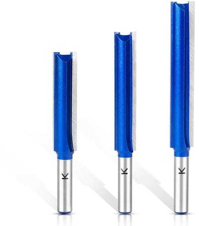 Set van 3 Rechte Freesbits met 8 mm Schacht, Extra Lange Groeffrees voor Houtbewerking, Ideaal voor Precisie en Afwerking - Lengtes van 50 mm, 63 mm en 76 mm
