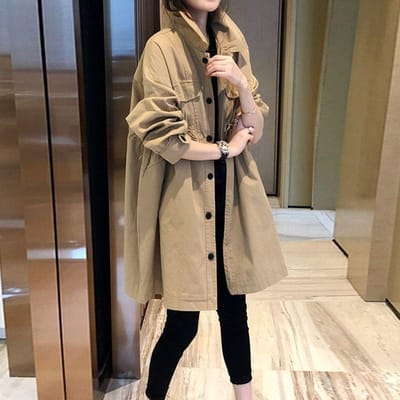 Kaki werk trenchcoat dames medium en lang casual leeftijdverlagende jas Hoge Kwaliteit Duurzame Constructie Stijlvol Ontwerp Praktisch Dagelijks Gebruik XL