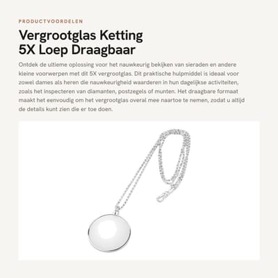 Dailygoods- Vergrootglas 5X Draagbaar - Loep - Hulpmiddel voor Sieraden - Optisch Glas - Zinklegering - Duurzaam