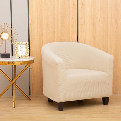 Jacquard Enkele Bankhoes Ontworpen Voor Bar Spandex Stretch Zachte Stof Fauteuil Stoelhoes Wasbaar Huisdecoratie Basisgekleurde Stoelhoezen 1 Piece beige