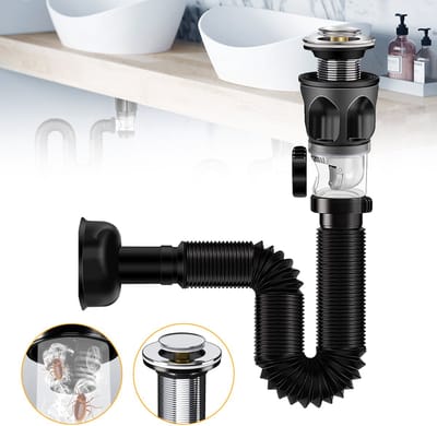 Afvoerset Voor Wastafel In De Badkamer - Afvoerputset Voor Afvalwater - Flexibele Afvoerbuis - Geurvrije Sifon Voor Gootsteenafvoer