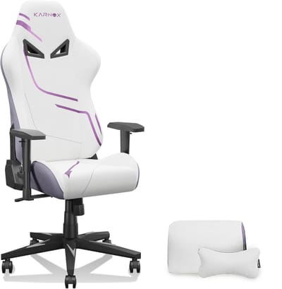 Ergonomische Gamestoel - Stoffen Bureaustoel - Gaming Stoel - Hoge Rug - Verstelbaar - Lendensteun - Hoofdsteun - Gamen - 132cm - Zithouding - Wit En Paars