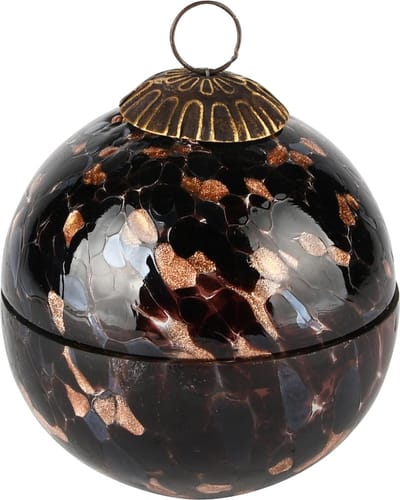 Dekoratief | Kerstbal pot m/deksel 'Blurred Brown', glas, 10x10x11cm | A238006
