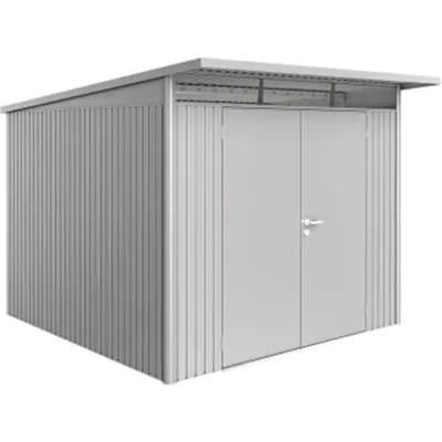 Biohort Metalen Tuinhuis Avantgarde - Zilver Metallic - 260x300cm - Dubbele Deur - Met Lessenaarsdak
