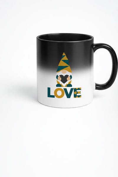 Magische Mok met Liefde Kabouter Design - Hittegevoelige Mok in Goud & Petrol - Perfect Cadeau