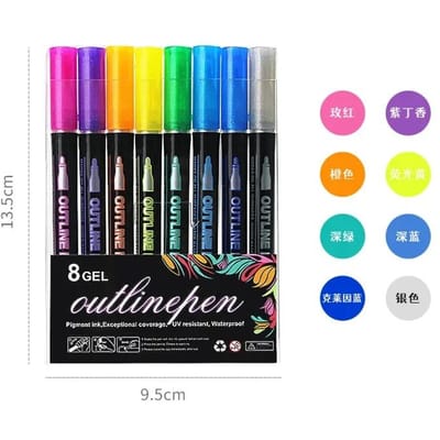 36 Kleuren Dubbele Lijn Omtrek Kunst Pen Marker ZELF DOEN Graffiti Markeerstift Scrapbook Dagboek Poster Kaart black