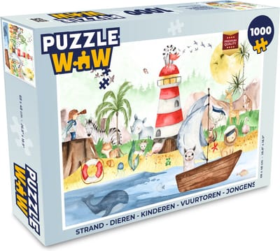 Puzzel Strand - Dieren - Kinderen - Vuurtoren - Jongens - Legpuzzel - Puzzel 1000 stukjes volwassenen