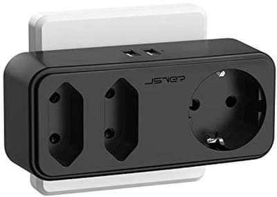 Wandcontactdoos met 3 Stopcontacten en 2 USB Poorten – 5 in 1 Meerdere USB Oplader met Schakelaar voor Thuiskantoor en Reizen