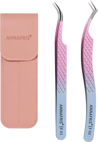 Set van 2 Precisie Pincetten voor Wimperverlenging en Volume Waaiers