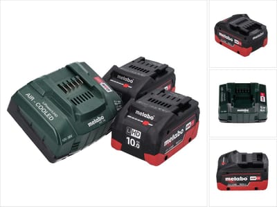 Metabo 18 V basisset 2x accu 10,0 Ah LIHD + ASC 145 oplader CAS-systeem