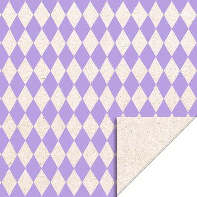 Dubbelzijdig cadeaupapier paars ruitvormige harlekijnprint- 30 cm x 3 meter- Inpakken- Rol Inpakpapier voor kinderen en volwassenen- Gemaakt van bietenpulp- Extra stevig