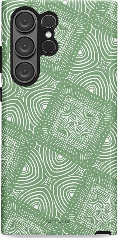 Casetastic Hoesje Geschikt voor Samsung S23 Ultra - Stijlvolle Beschermende Duo-layer Case - Groene Mandala