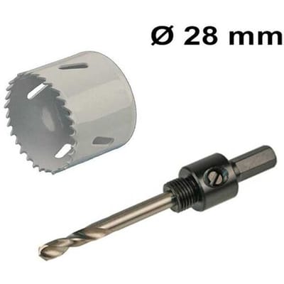 HOFTRONIC Gatenzaag Ø28 mm - Adapter met centreerboor - Geschikt voor LED Inbouwspots Milano - Bi-metaal zaagblaad