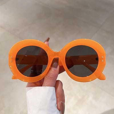 Dames Oversized Ronde Goggles Trendy Vintage Snoepkleur Verloop Zonnebril Bril Trendy Design UV-bescherming 400 Zon Zonnebril as picture shows black