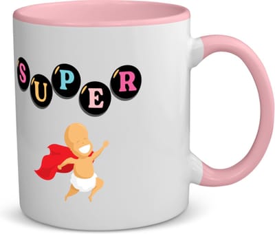 Akyol - super baby met cape koffiemok - theemok - roze - Baby - super baby - verjaardag - geboorte - baby shower - cadeau - kado - geschenk - gift - 350 ML inhoud